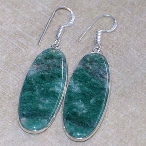 Green Aventurine Gemstone 925 Sterling Silver Handmade Drop Dangle Earrings